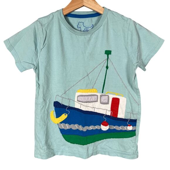 Mini Boden 7-8Y Made In India 100% Cotton Boat Applique Tee - Picture 1 of 6